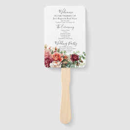 Rose Floral Eukalyptus Wedding Program Fächer