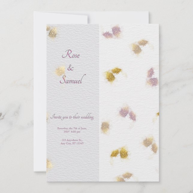 Rose Floral Glitter Paper Textured Wedding  Einladung (Vorderseite)