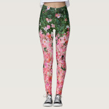 Rose Floral Green Modern Chic Black Leggings