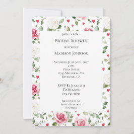 Rose Floral Hearts Brautparty Einladung