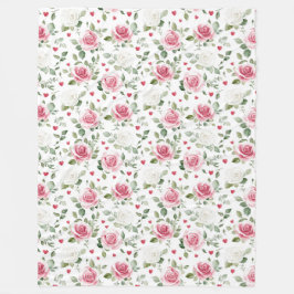 Rose Floral Hearts Fleecedecke