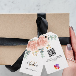 Rose floral monogramm Geschäft QR Geschenkanhänger