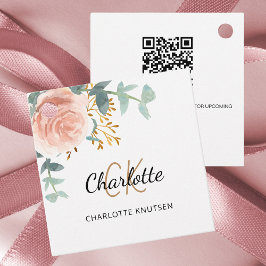 Rose floral monogramm Geschäft QR Geschenkanhänger
