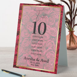 Rose Floral Muslim Hochzeit Tischnummer Tischaufsteller