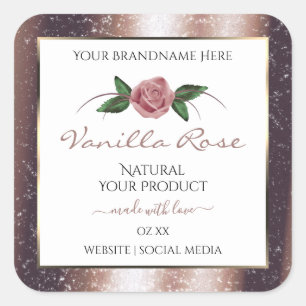 Rose Floral Parties scintillant or doux Étiquettes