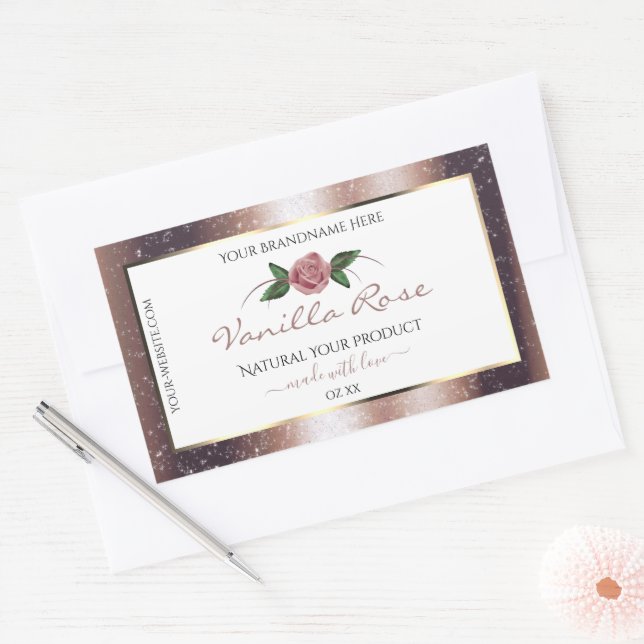 Rose Floral Parties scintillant or doux Étiquettes (Enveloppe)