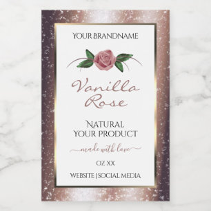 Rose Floral Parties scintillant or doux Étiquettes