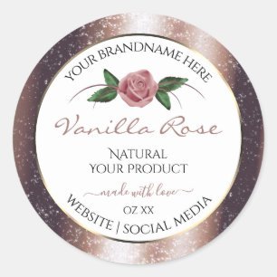 Rose Floral Parties scintillant or doux Étiquettes
