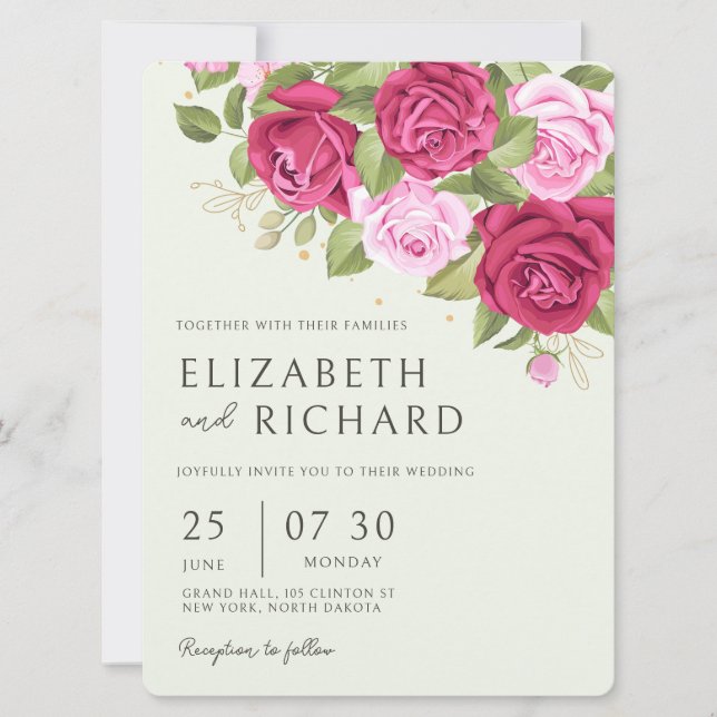 Rose Floral Pastel Watercolor Einladung (Vorderseite)