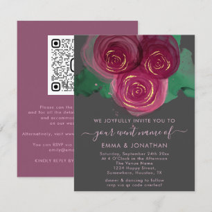 Rose Floral QR Code Grafit Burgundy Marsala