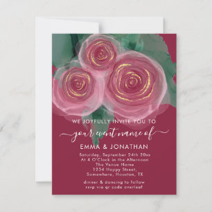 Rose Floral QR Code Rosa Burgund Green Gold