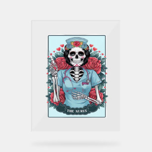 Rose Floral Skeleton Nurse Carte Tarot Halloween E