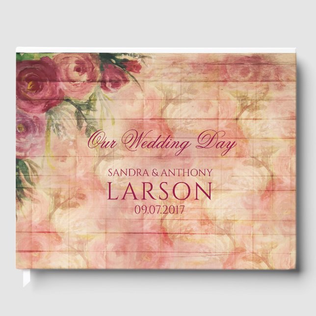 Rose Floral Watercolor Wedding Gästebuch (Vorderseite)