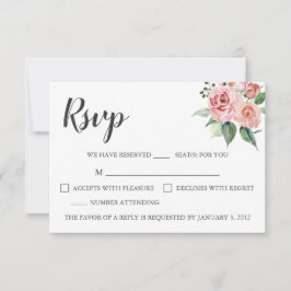 Rose Floral Watercolor Wedding RSVP Card