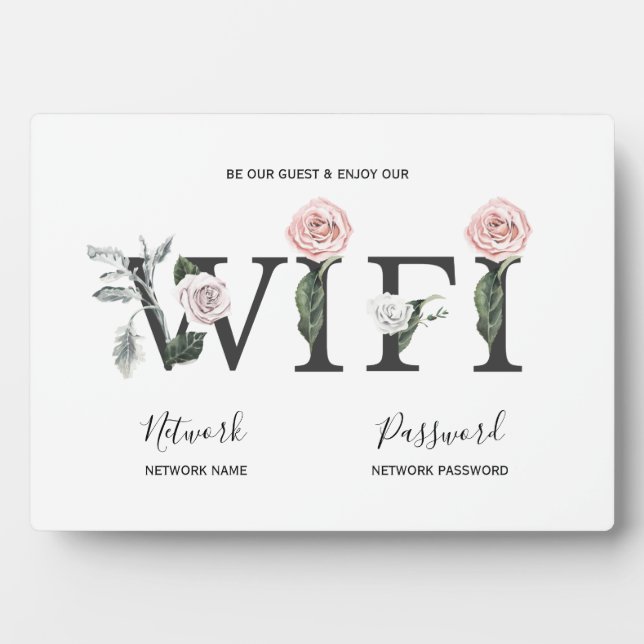 Rose Floral WIFI Guest Password Fotoplatte (Vorderseite)