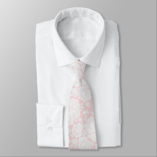 Rose Florale Blanche Rose Pâle Cravate de Mariage