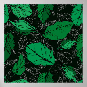 Rose florale botanische Blume. Federblatt w Poster