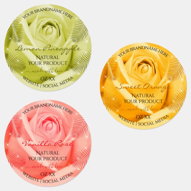 Rose Flower Jaune Orange et rose Étiquettes de pro (Groupe)
