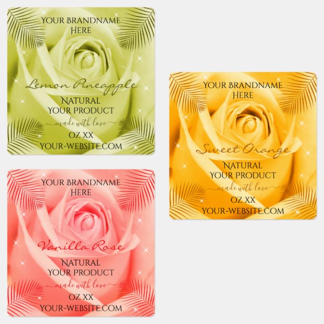 Rose Flower Jaune Orange et rose Étiquettes de pro (Groupe)