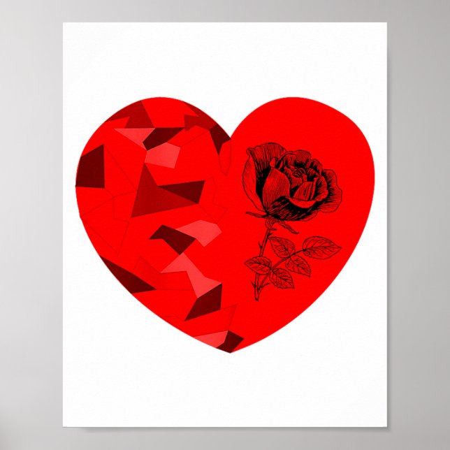 Rose Flower Valentine Red Heart  Poster (Vorne)