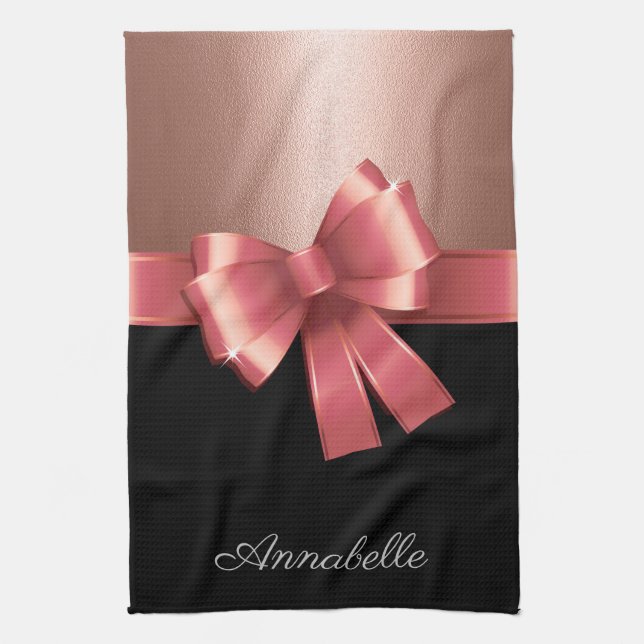 Rose Foil and Bow Geschirrtuch (Vertikal)