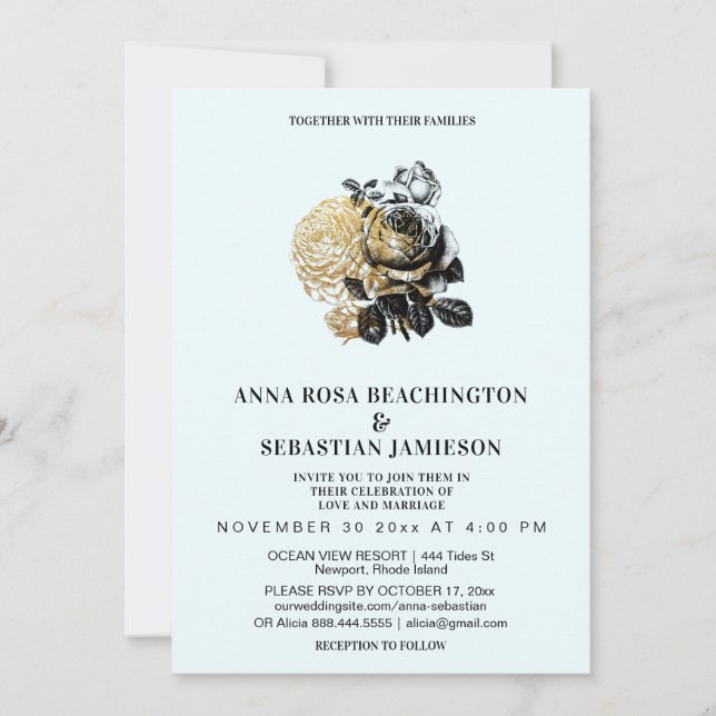 * Rose FOTO Floral AR8 Hochzeit RSVP Einladung (Vorderseite)