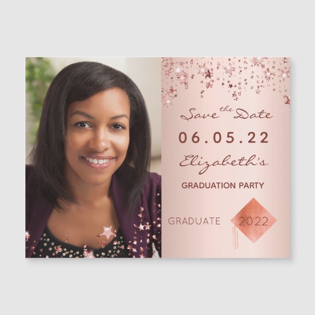 Rose Foto Graduierung Partei Save the Date 2025 Magnetkarte (Vorderseite)