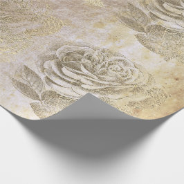 Rose Foxier Gold Pearly Metallic Floral Grungy Geschenkpapier