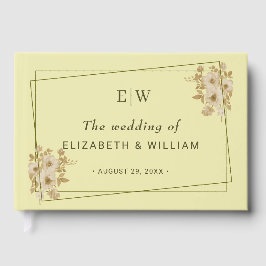Rose Frame – Monogram Celestial Yellow Wedding Gästebuch