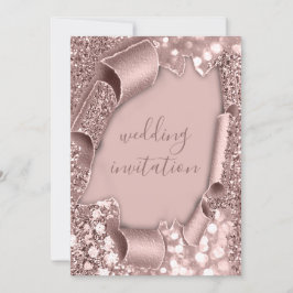 Rose Frame Wedding Glitzer Bridal Einladung