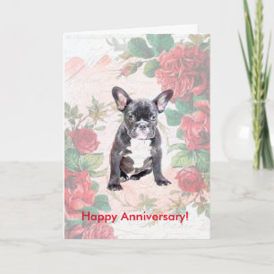 Rose Französische Bulldog-Happy-Jubiläumskarte Karte