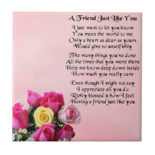 Rose - Freund-Gedicht-Fliese Fliese