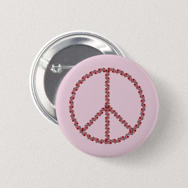 Rose - Friedenszeichen Button (Vorne & Hinten)