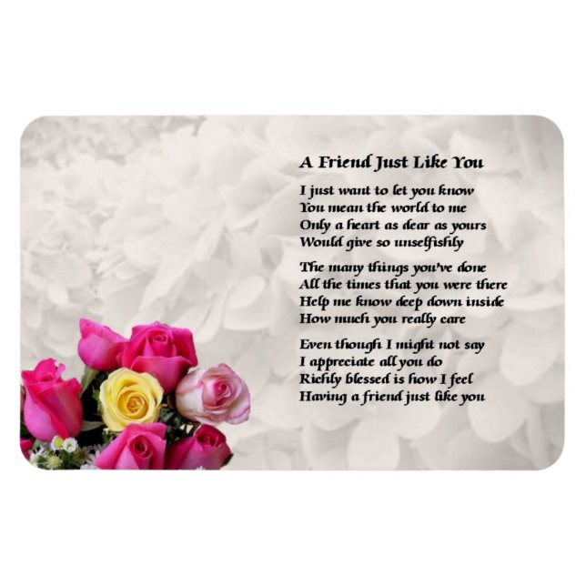 Rose Friend Gedicht Magnet (Horizontal)
