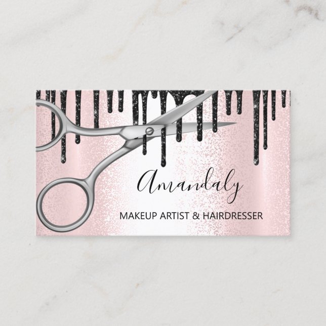 Rose Friseur für die Haarstühle Siver Scheren Trop Visitenkarte (Vorderseite)