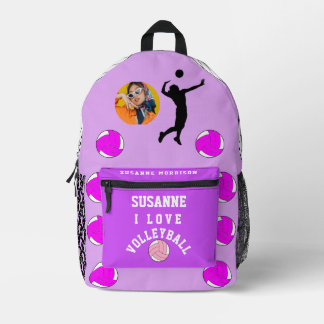 Rose Fuchsia Girly Sport Volleyball Bedruckter Rucksack