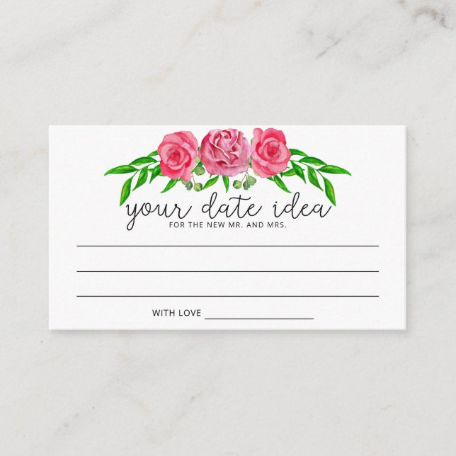 Rose für Aquarellfarben Datum Nachttischlupfen \ D Begleitkarte (Vorderseite)