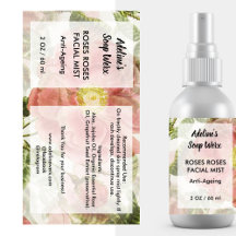 Rose für Aquarellfarben - Etikett für kosmetische 
