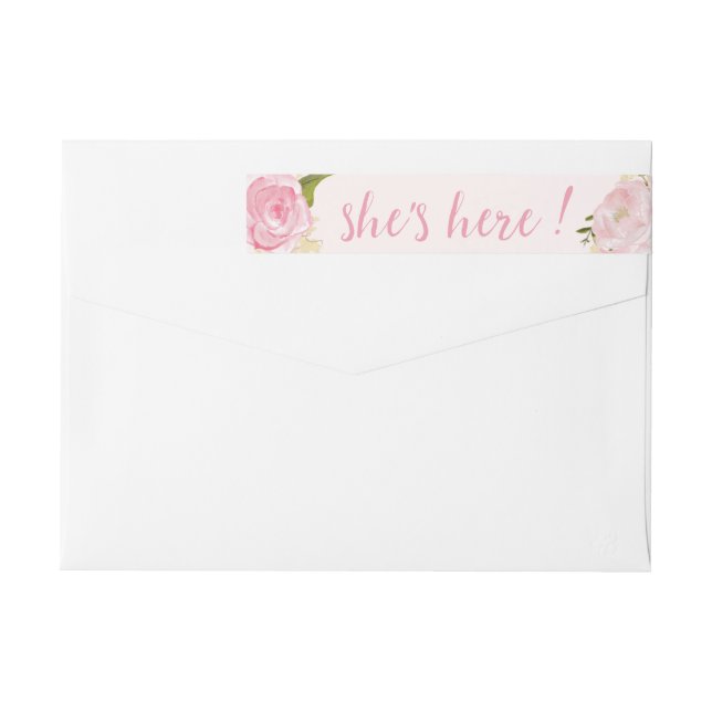 Rose für Aquarellfarben - Geburtsankündigung von C (Rückseite)