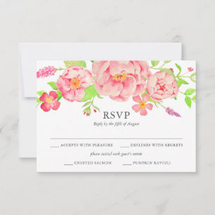 Rose für Aquarellfarben mit RSVP Karte