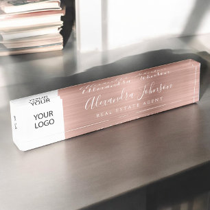 Rose für benutzerdefinierte Logos Gold Rosa Elegan Namensplakette