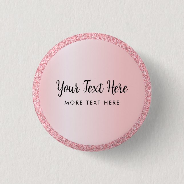 Rose für benutzerdefinierte Textnamen Gold-Glitzer Button (Vorderseite)
