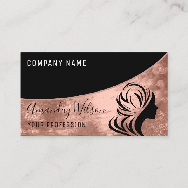 Rose für berufliche Friseur-Stylist-Logos Elegant Visitenkarte (Vorderseite)