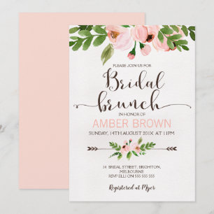 Rose für Blumenwasser Bridal Brunch Einladung