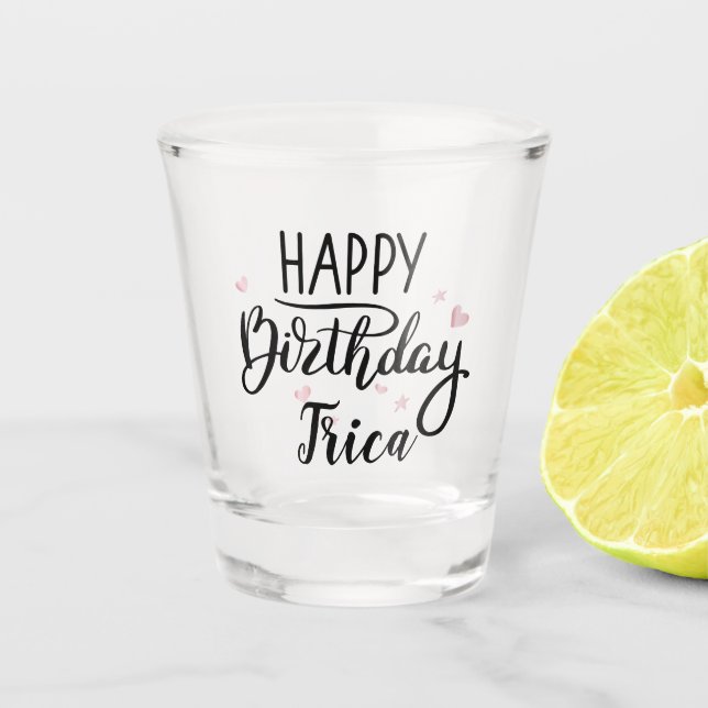 Rose für den Geburtstag Schnapsglas (Vorderseite)