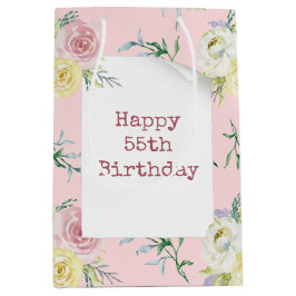 Rose für die 55. Geburtstags-Geschenktasche Mittlere Geschenktüte