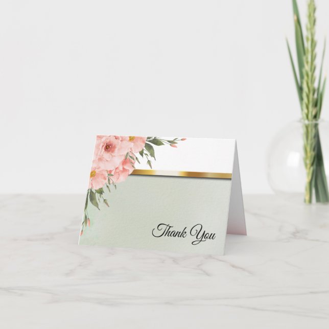 Rose für die Bereiche Grün und Peach Dankeskarte (Vorderseite)