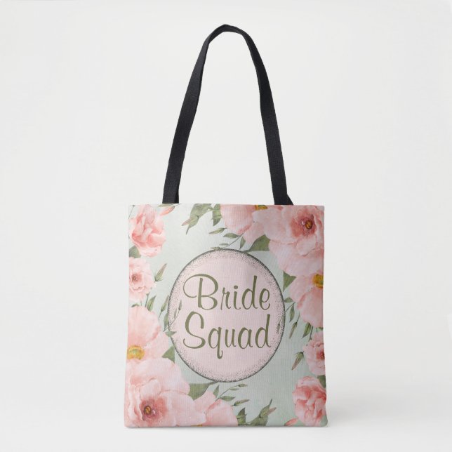 Rose für die Seite Grün und Pfirsichfarben Tasche (Vorderseite)