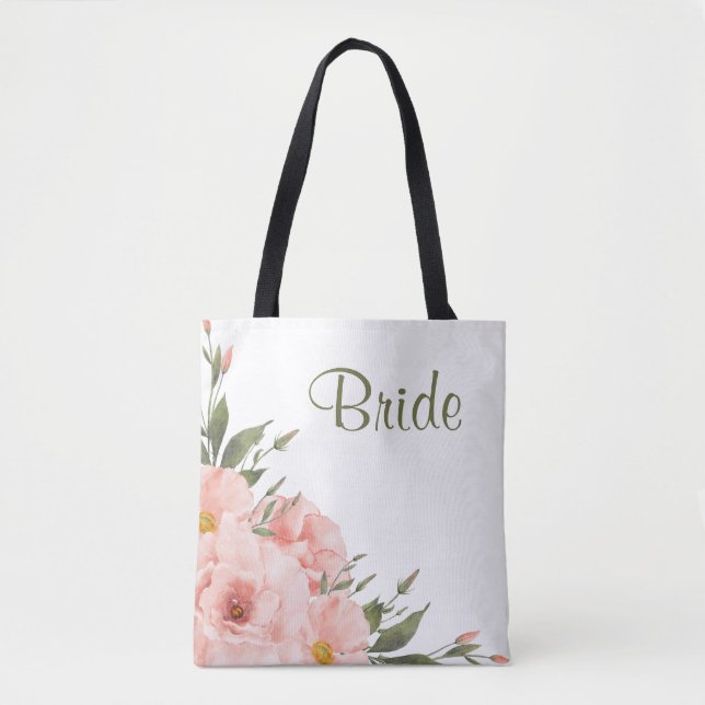 Rose für die Seite Grün und Pfirsichfarben Tasche (Vorderseite)