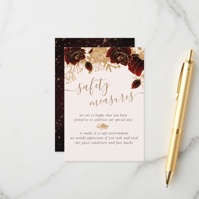 Rose für die Sicherheit von Aquarellgolden Begleitkarte (Vorderseite/Rückseite Beispiel)